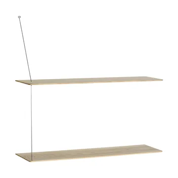 Stedge shelf - White-pigmented oak-brushed steel, 80 cm, 2 shelves - Woud