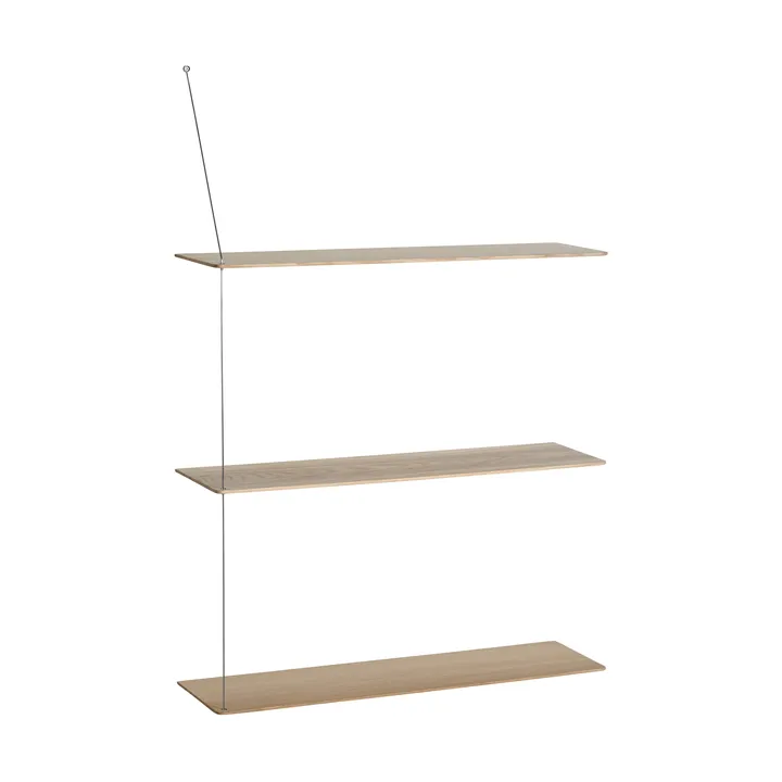 Stedge shelf - White-pigmented oak-brushed steel, 80 cm, 3 shelves - Woud
