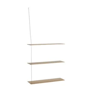Stedge shelf - White-pigmented oak-brushed steel, 80 cm, 3 shelves - Woud