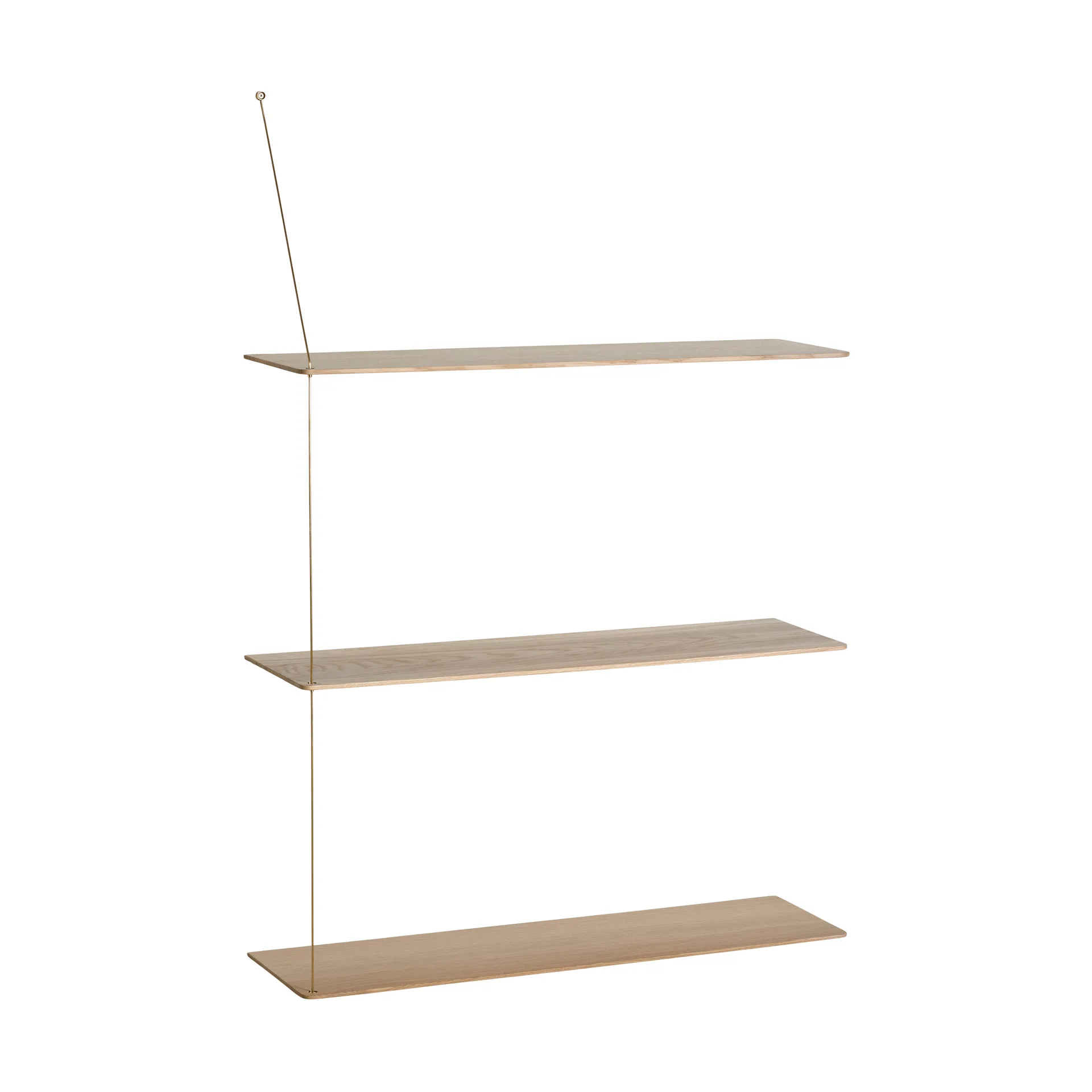 Stedge shelf, White-stained oak-brass, 80 cm, 3 shelves Woud