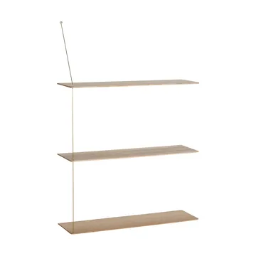 Stedge shelf - White-stained oak-brass, 80 cm, 3 shelves - Woud
