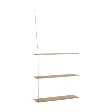 Stedge shelf - White-stained oak-brass, 80 cm, 3 shelves - Woud