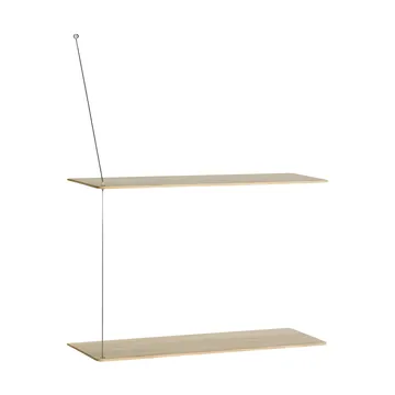 Stedge shelf - White‑pigmented oak-brushed steel, 60 cm, 2 shelves - Woud