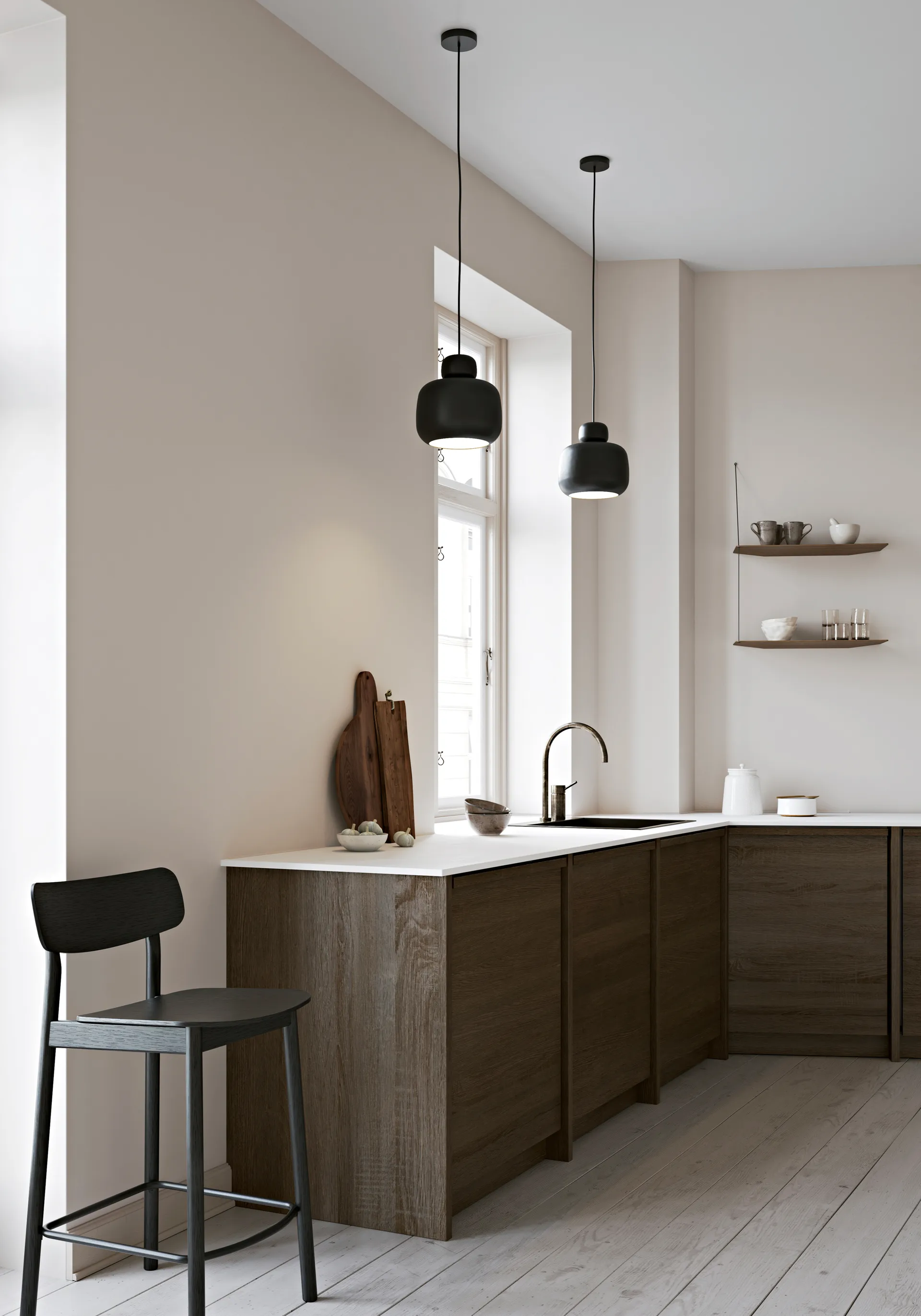 Stone ceiling lamp large, Black Woud