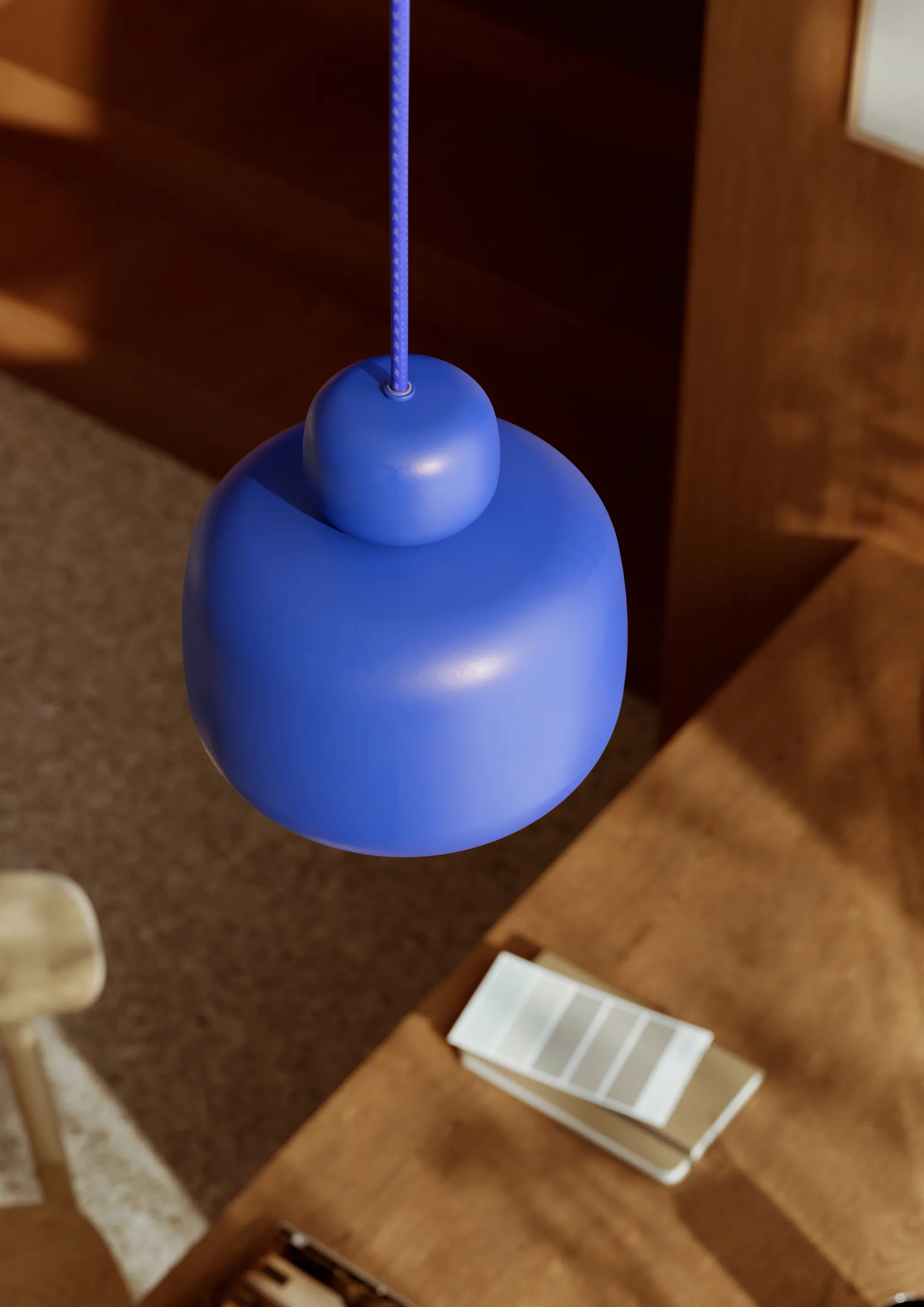 Stone ceiling lamp small, Cobalt blue Woud