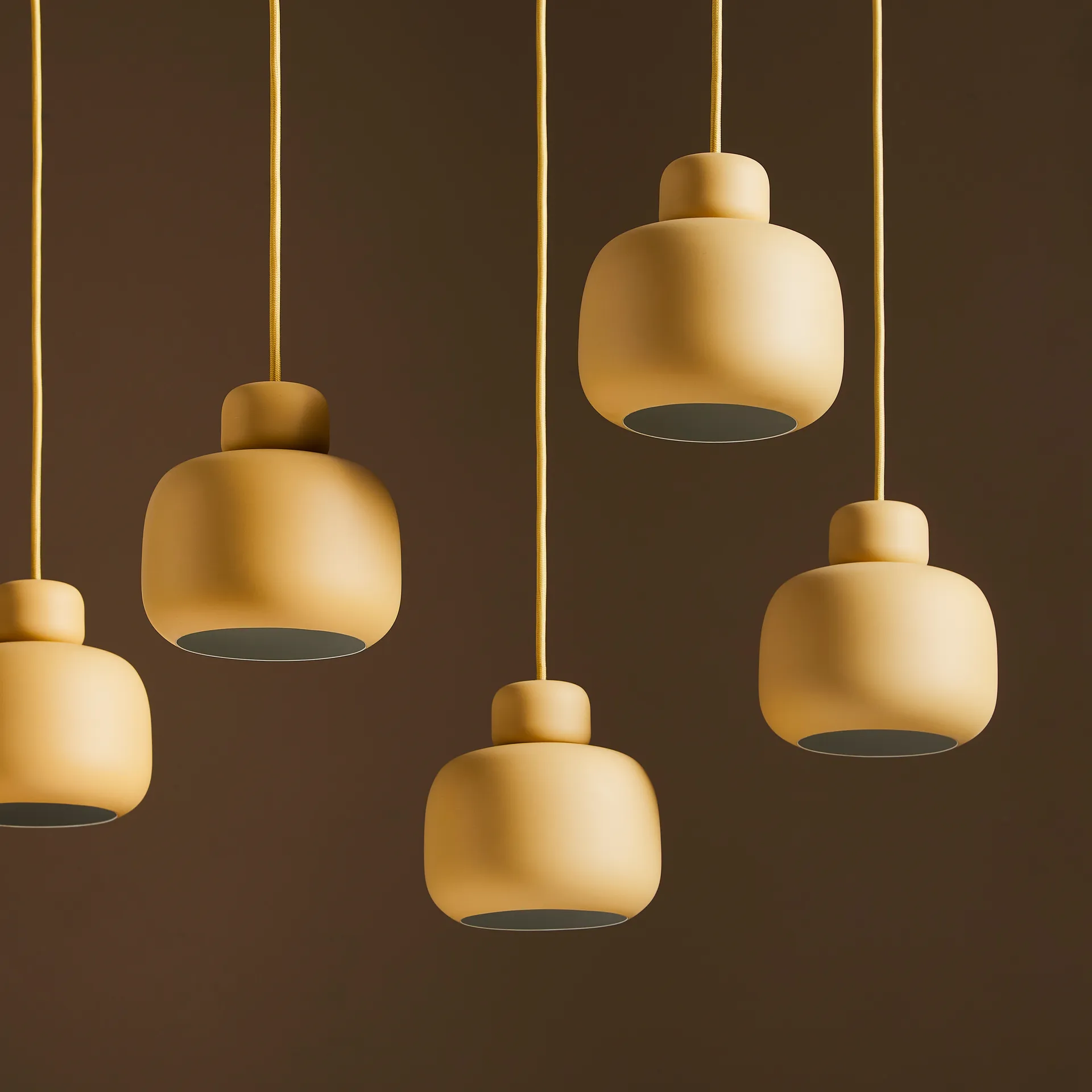 Stone ceiling lamp small, Mustard yellow Woud