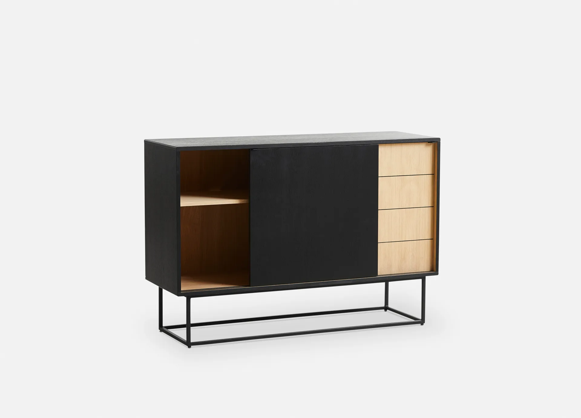 Virka side table, high 120 cm, Black oak Woud