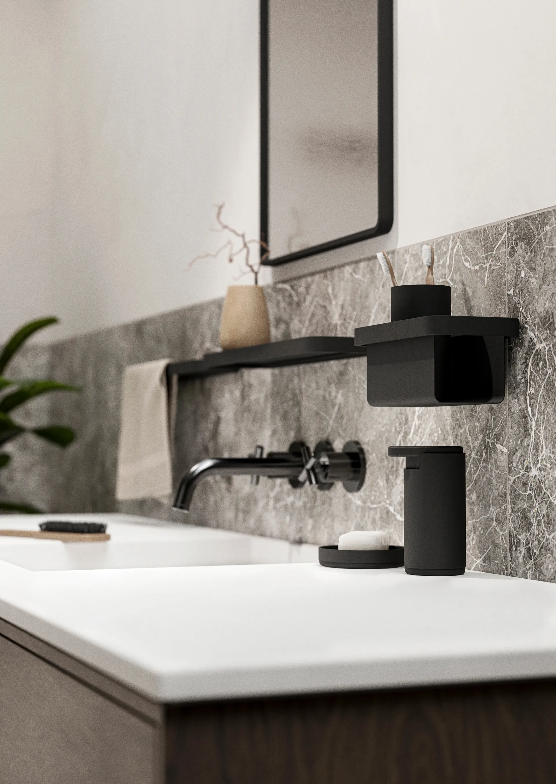 RIM shower shelf high 11x22 cm, Black Zone Denmark