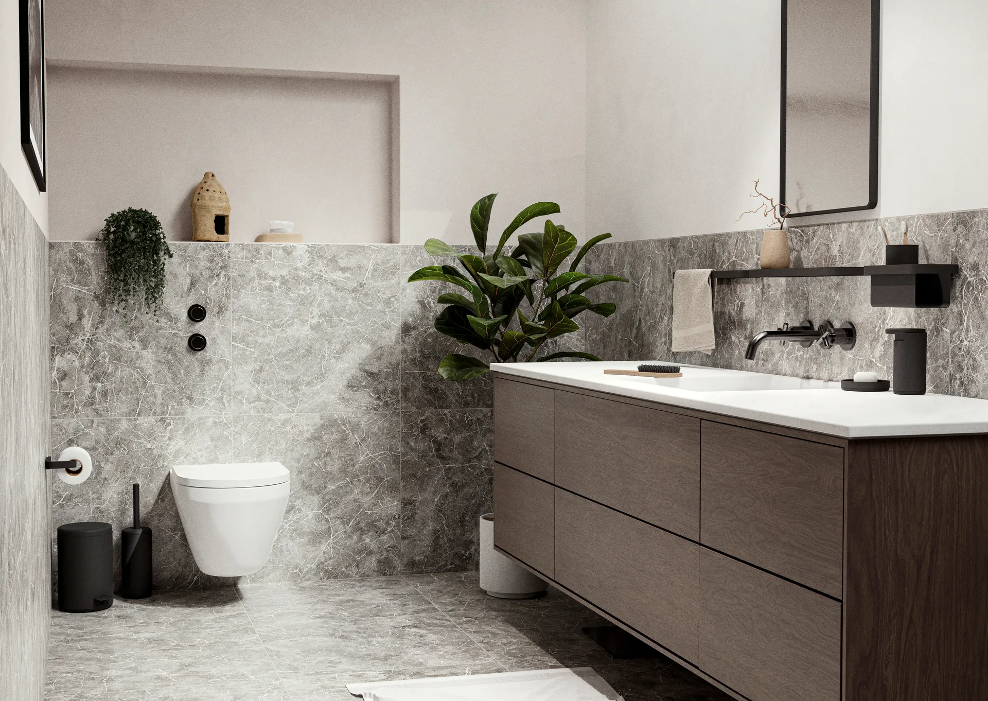 RIM shower shelf high 11x22 cm, Black Zone Denmark