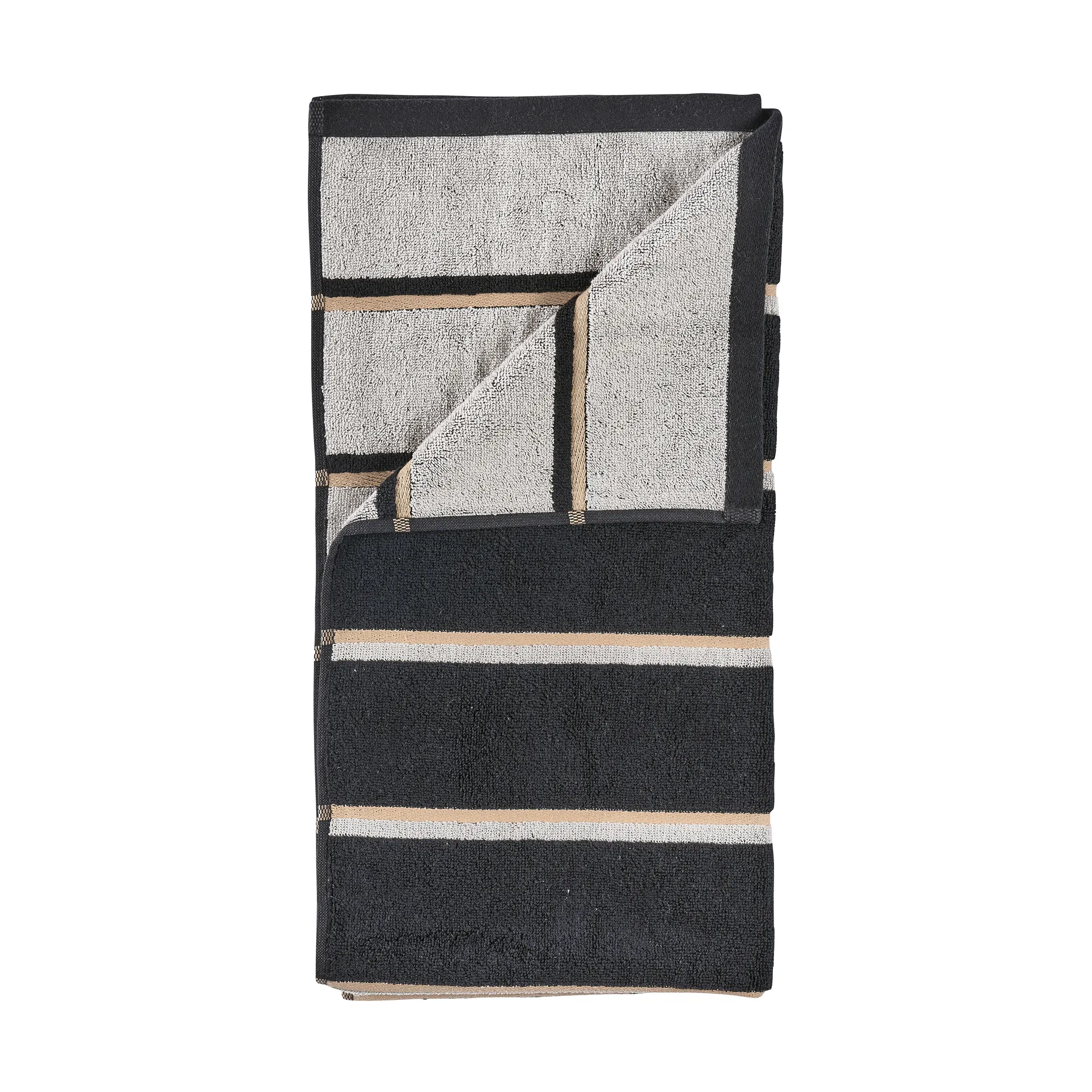 Sauna towel, Black-soft grey-camel, 50x100 cm Zone Denmark