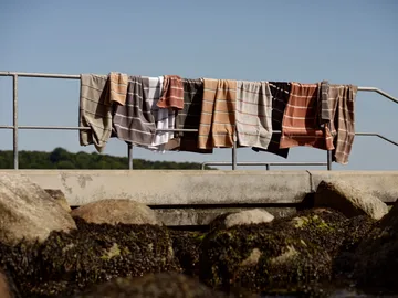 Sauna towel - Olive green-taupe-blue fog, 70x140 cm - Zone Denmark