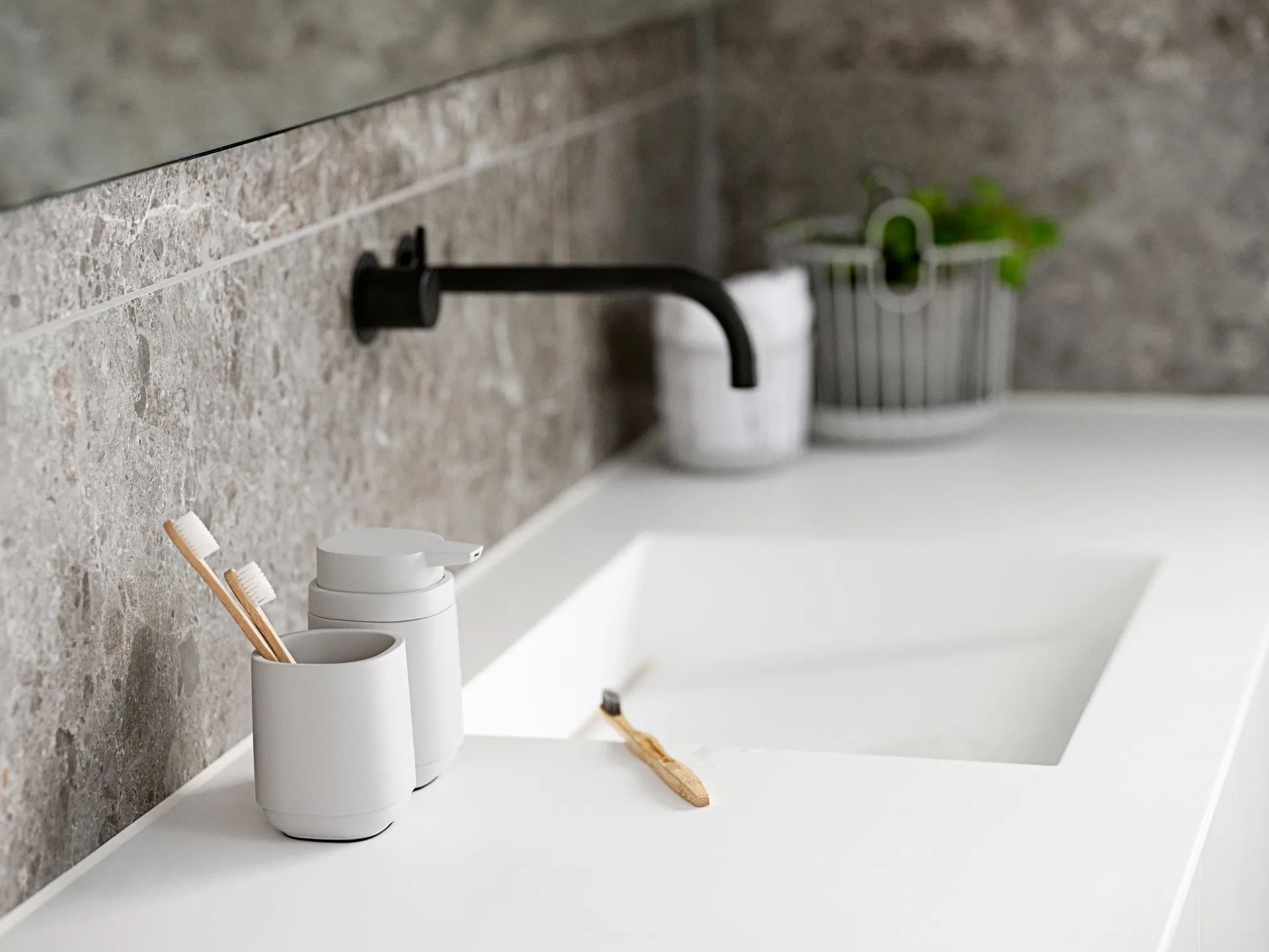 Time toothbrush mug 9.8 cm, Soft grey Zone Denmark