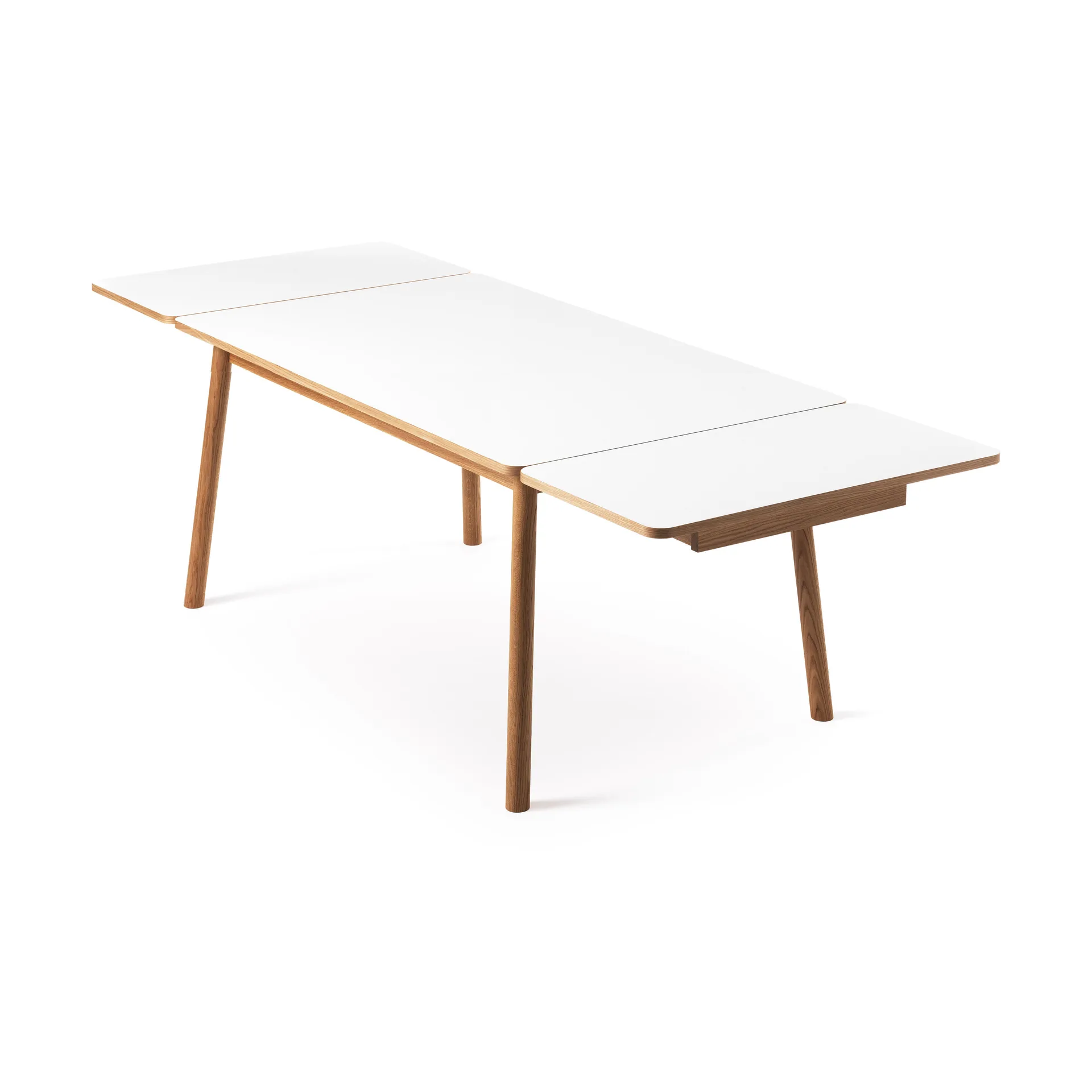 Dino+ dining table with additional disk, White. oak stand. 2st additional discs Zweed