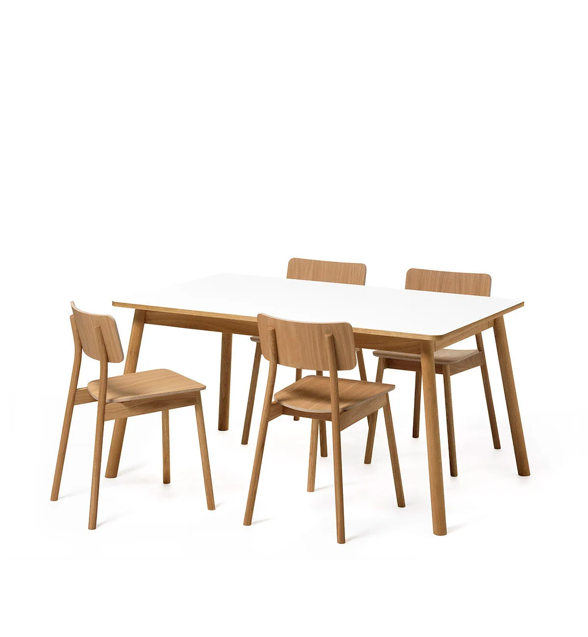 Dino+ dining table with additional disk, White. oak stand. 2st additional discs Zweed