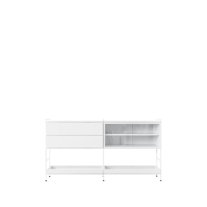 Molto Medium side table - White, 2 sections with display case - Zweed