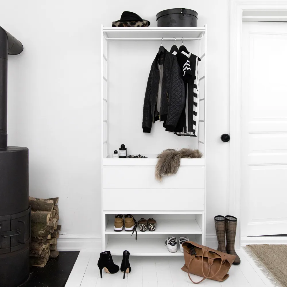 Molto wooden shelf 840, White, incl. white metal frame Zweed