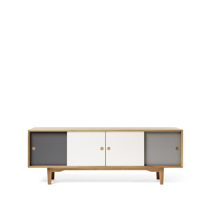 Moodi 180 side table - Grey/white, oak structure - Zweed