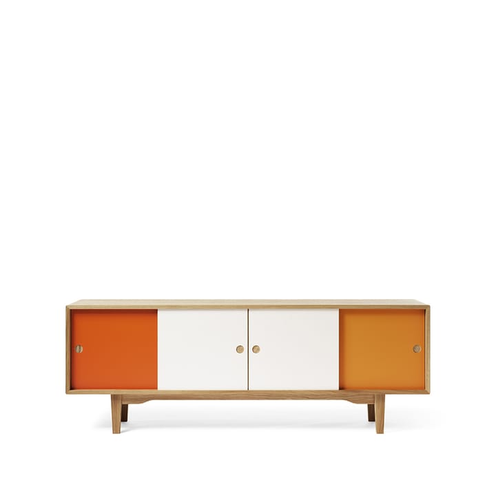 Moodi 180 side table - Orange/white, oak structure - Zweed