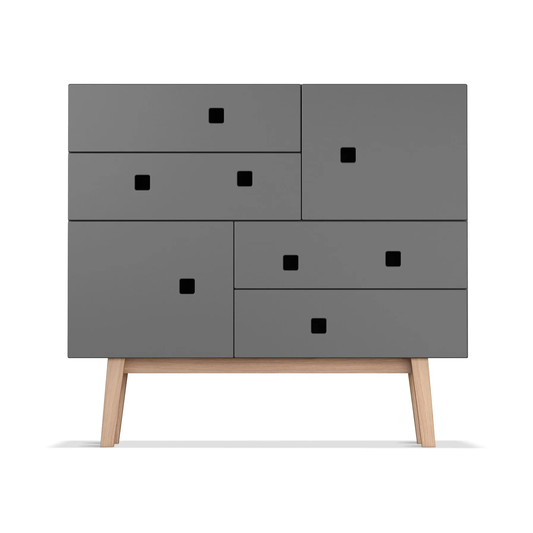Peep B1 dresser, Slate grey, retro, oak stand Zweed