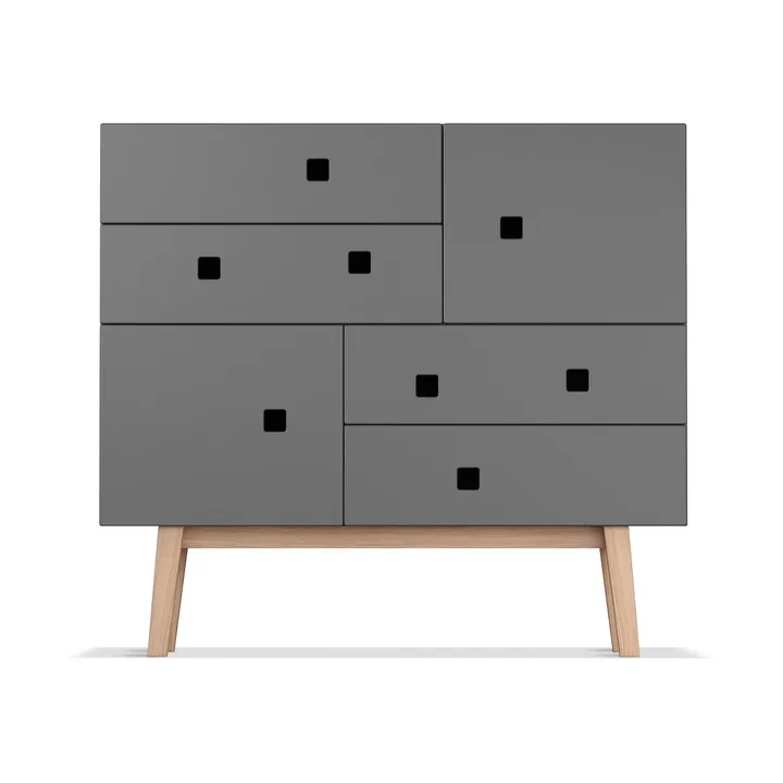 Peep B1 dresser - Slate grey, retro, oak stand - Zweed