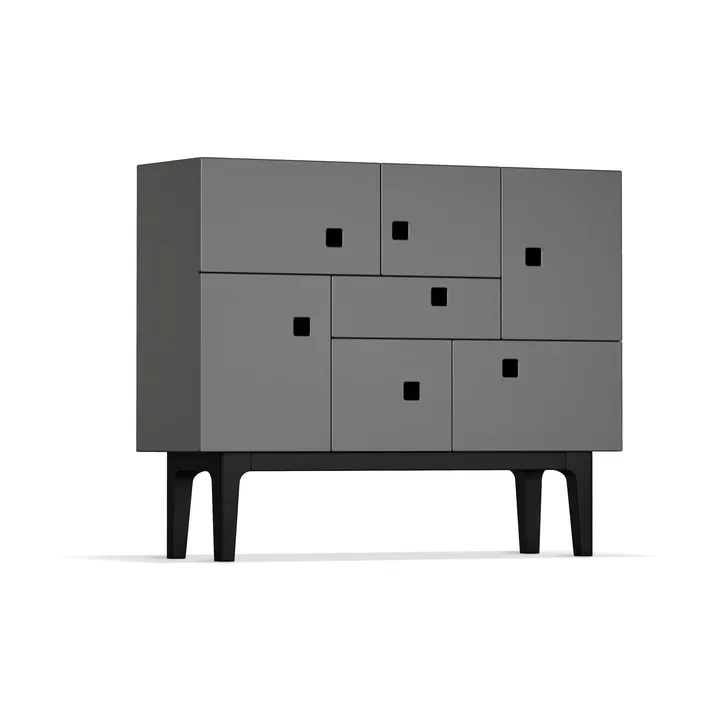 Peep C1 cabinet - Slate grey. black lacquered stand - Zweed