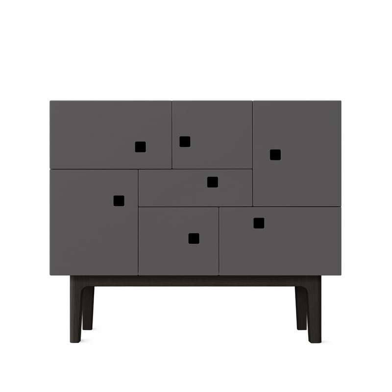 Zweed Peep C1 cabinet Slate grey. black lacquered stand