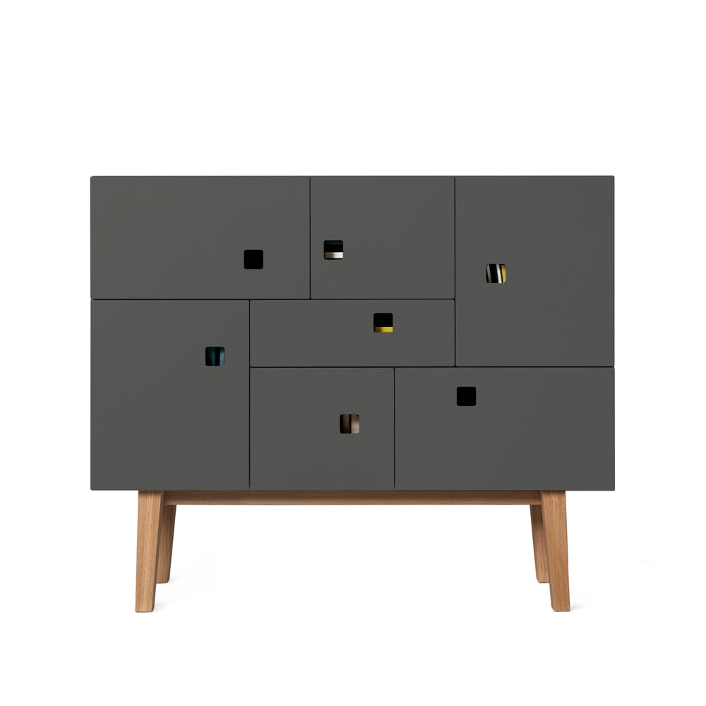 Zweed Peep C1 cabinet Slate grey. retro. oak stand | Scandinavian Design | Display & glass cabinets | Grey