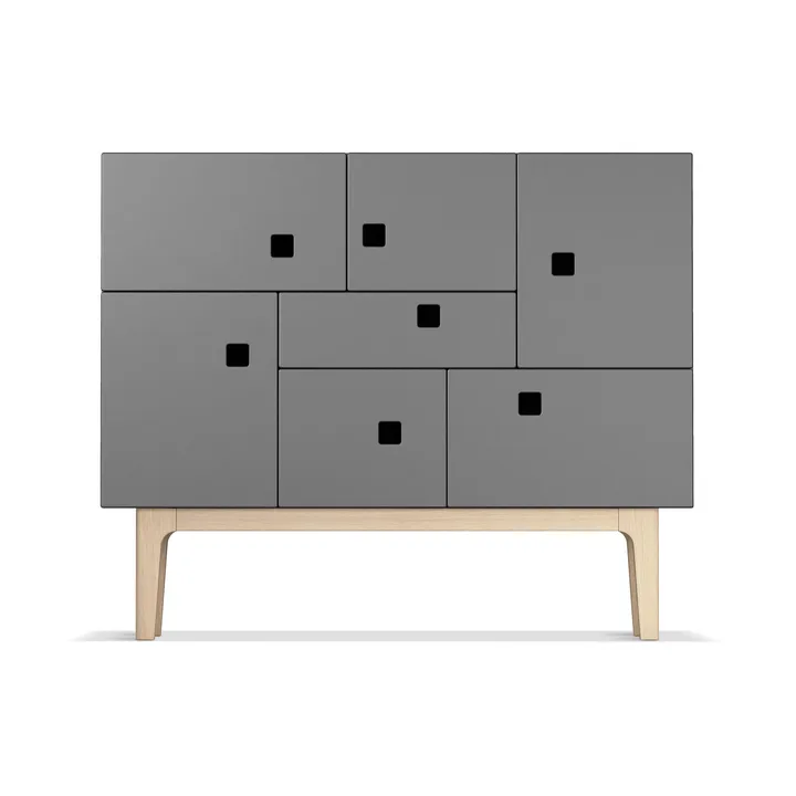 Peep C1 cabinet - Slate grey. White pigmented oak - Zweed