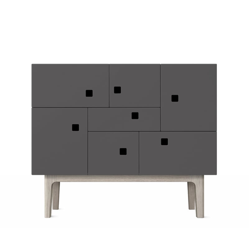 Zweed Peep C1 cabinet Slate grey. White pigmented oak