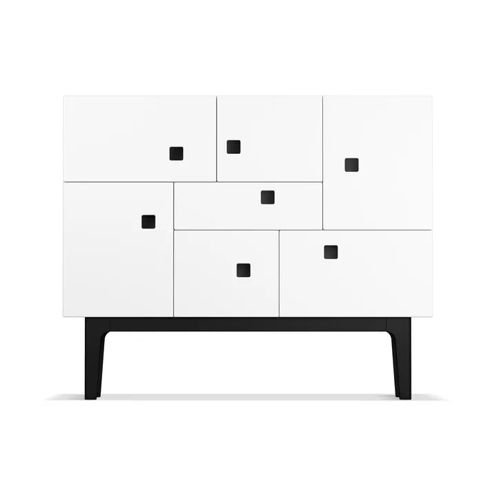 Peep C1 cabinet - White. black lacquered stand - Zweed