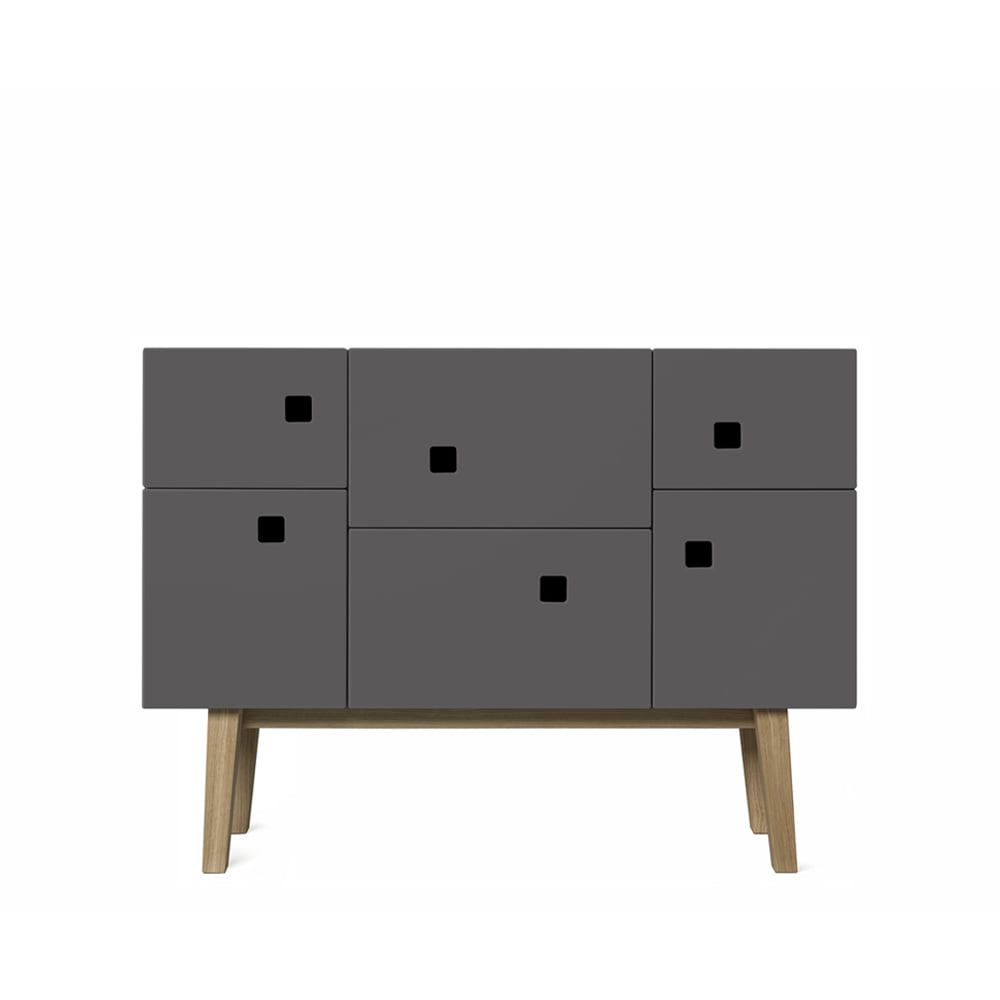 Zweed Peep C2 cabinet Slate grey. retro. oak legs | Scandinavian Design | Display & glass cabinets | Grey
