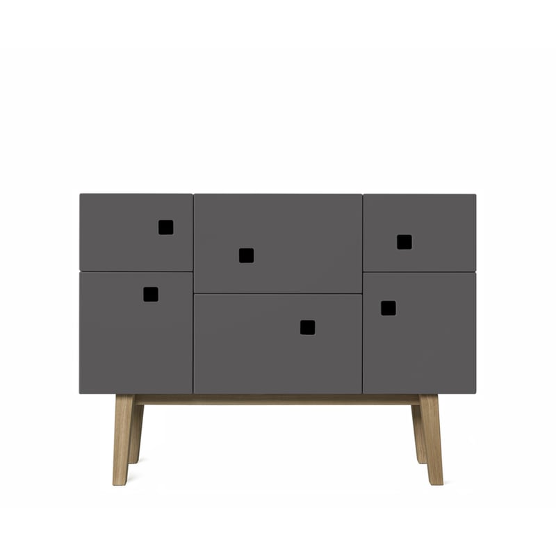 Zweed Peep C2 cabinet Slate grey. retro. oak legs