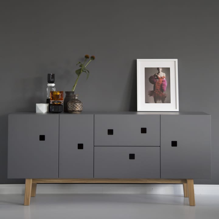 Peep M2 media bench - Slate grey. retro. oak stand - Zweed