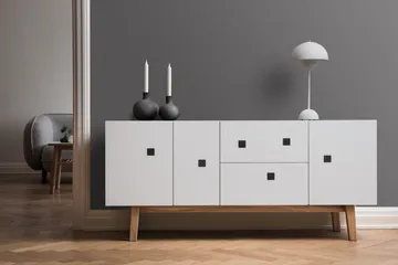 Peep M2 media bench - White. retro. oak stand - Zweed