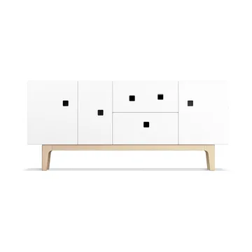Peep M2 media bench - White. White pigmented oak - Zweed