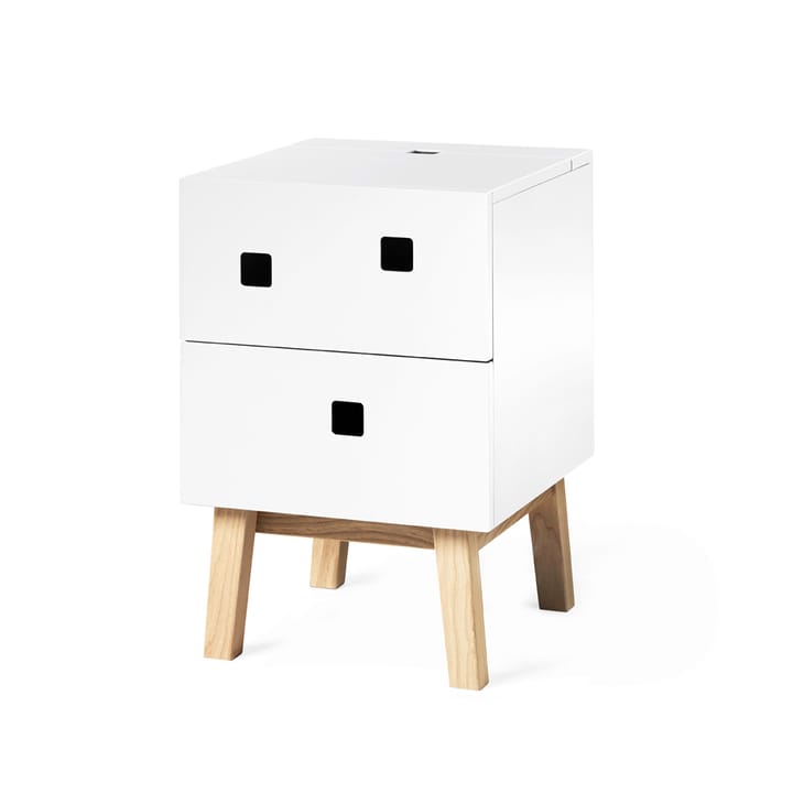 Peep S1 bedside table - White, retro, oak stand - Zweed