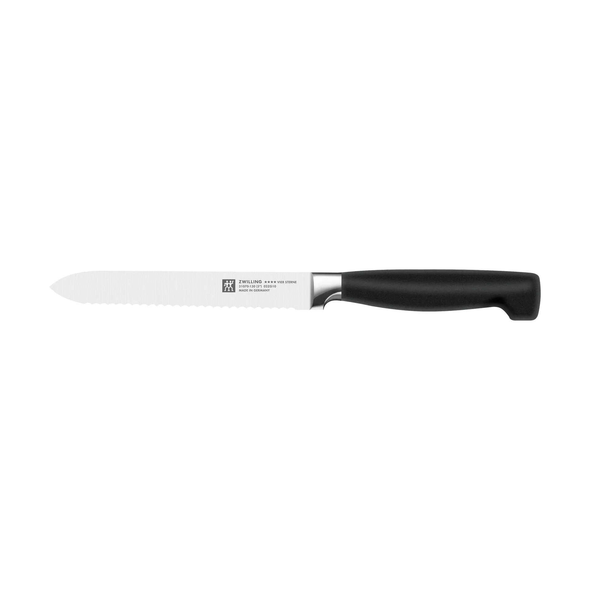 Zwilling Four star serrated utility knife 13 cm, Black-stainless steel Zwilling