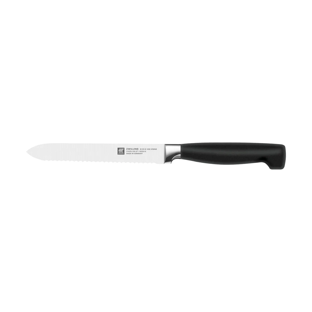 Zwilling Four star serrated utility knife 13 cm Black-stainless steel