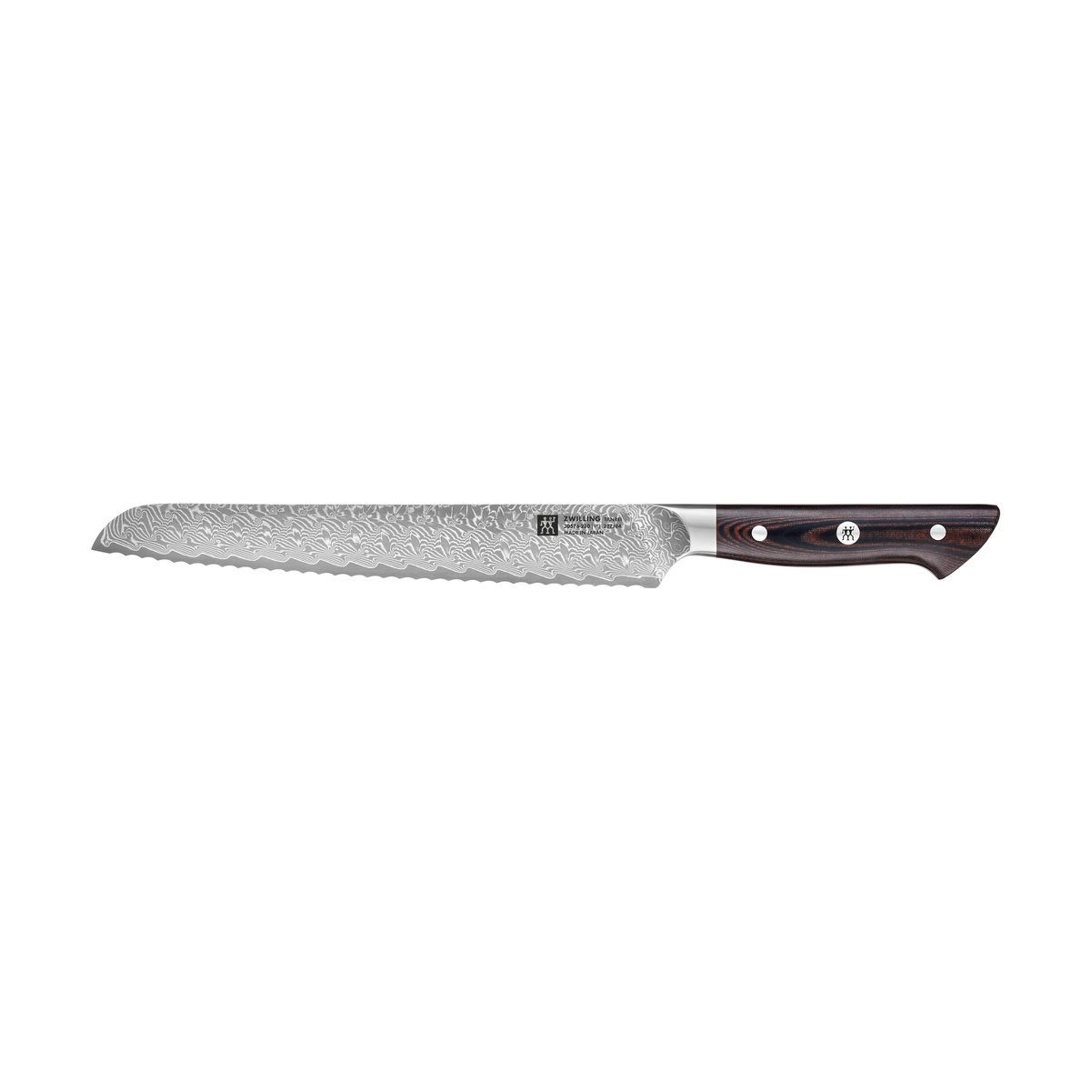 Zwilling Tanrei bread knife 23 cm Damascus-black | Scandinavian Design | Bread knives | Silver-coloured