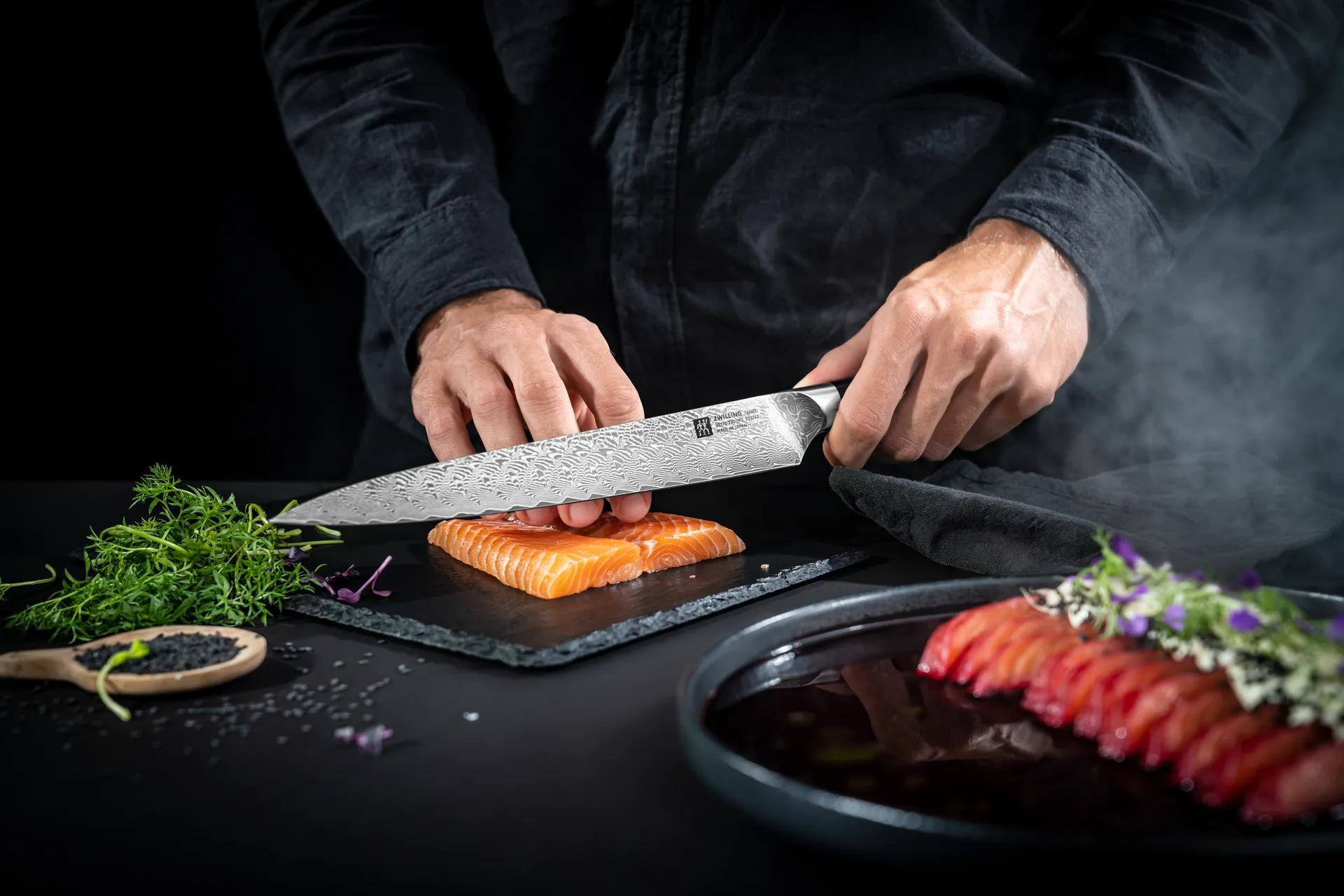 Zwilling Tanrei fillet knife 23 cm, Damascus-black Zwilling