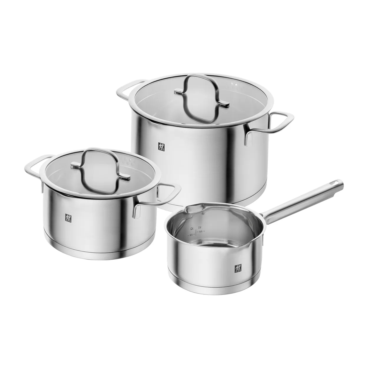 Zwilling TrueFlow saucepan set 3 pieces Silver | Scandinavian Design | Saucepan sets | Silver-coloured