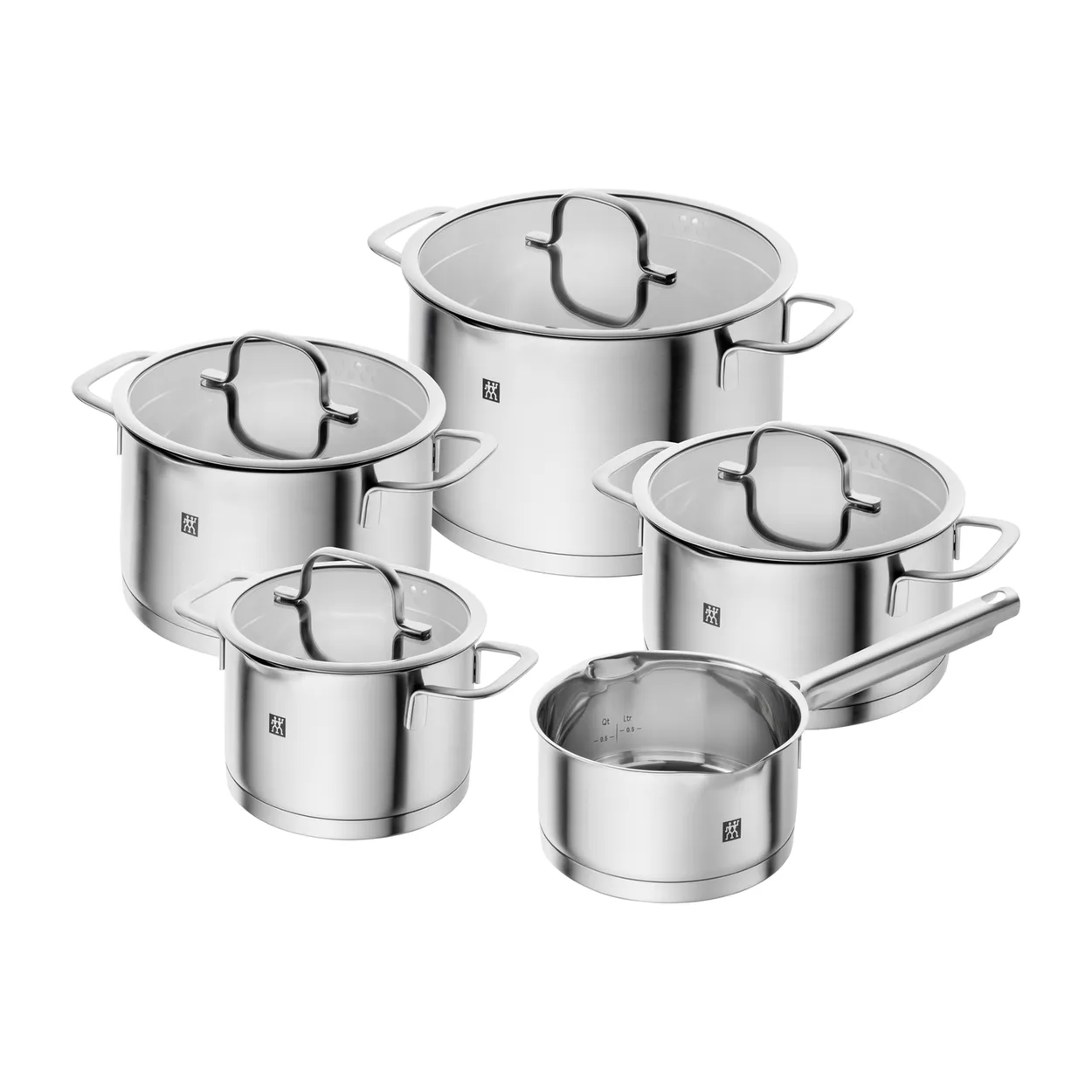 Zwilling TrueFlow saucepan set 5 pieces Silver | Scandinavian Design | Saucepan sets | Silver-coloured
