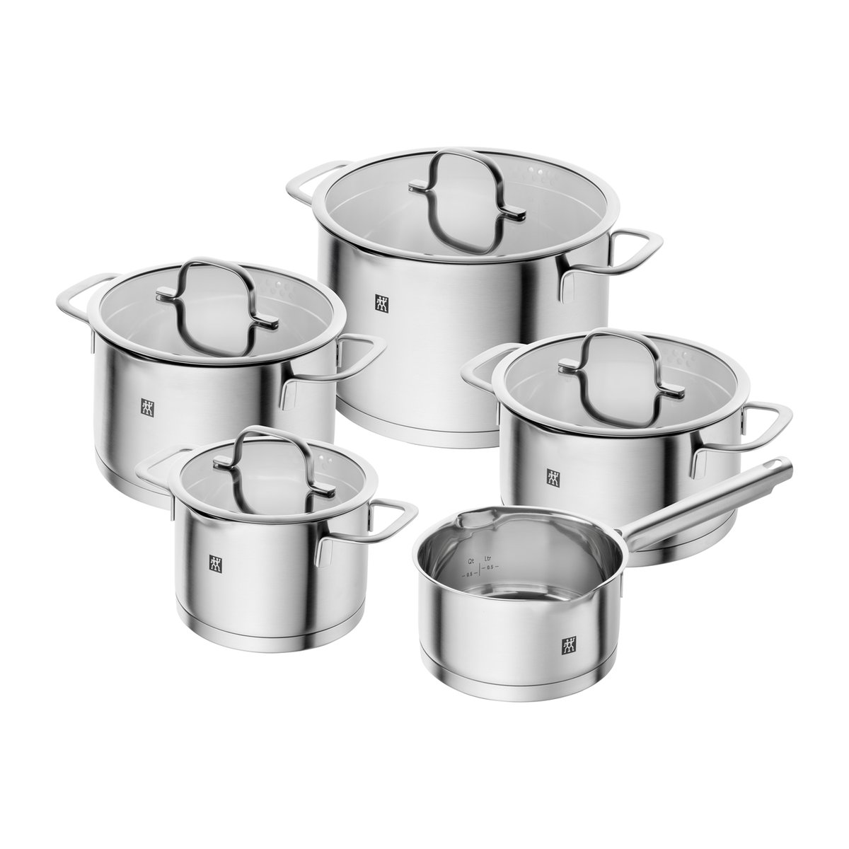 Zwilling TrueFlow saucepan set 5 pieces Silver | Scandinavian Design | Saucepan sets | Silver-coloured