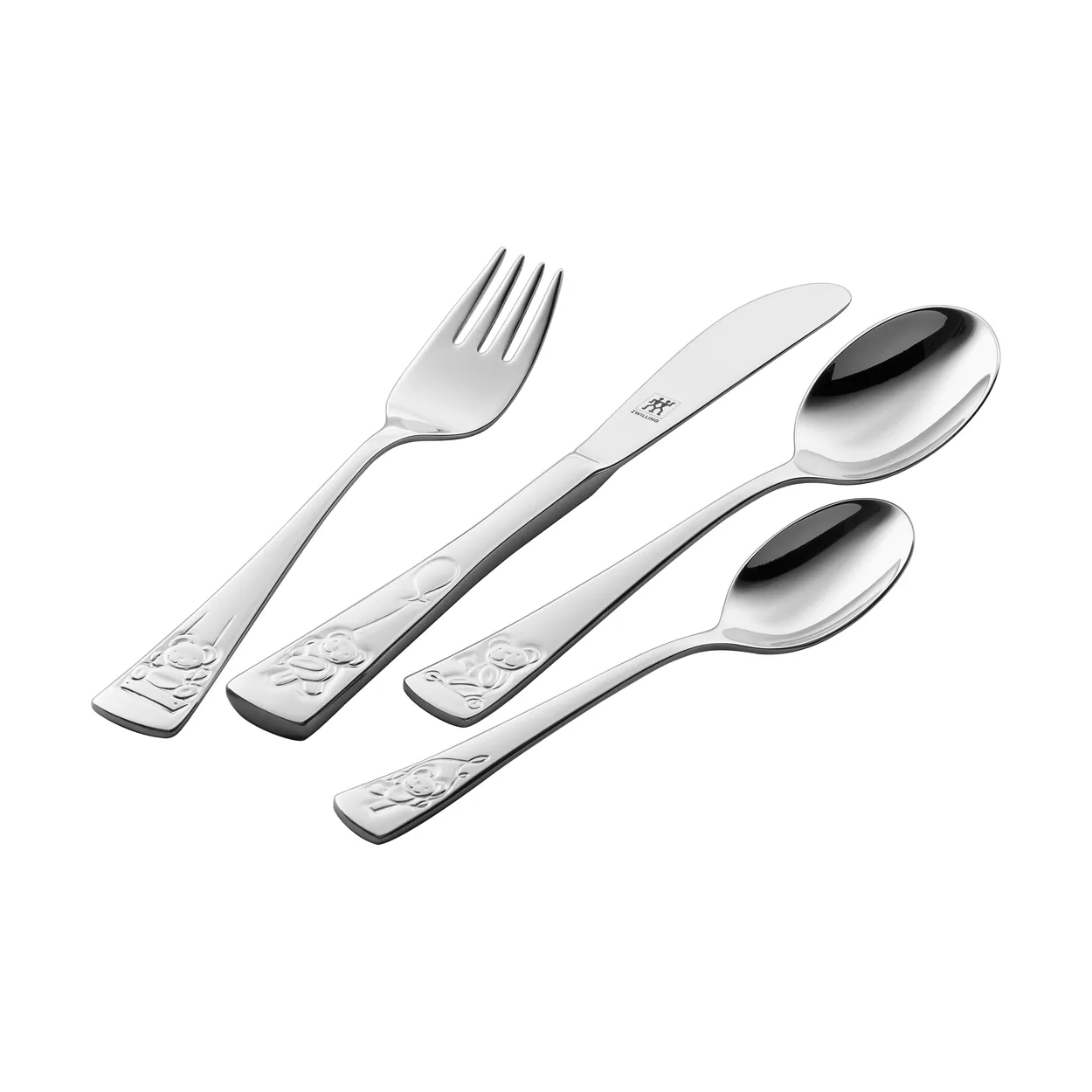 Zwilling Twin kids cutlery set 4 pieces Teddy | Scandinavian Design | Cutlery sets | Silver-coloured