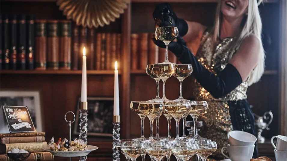 Discover how to build a champagne tower for your New Year's party - the ultimate extravagance!