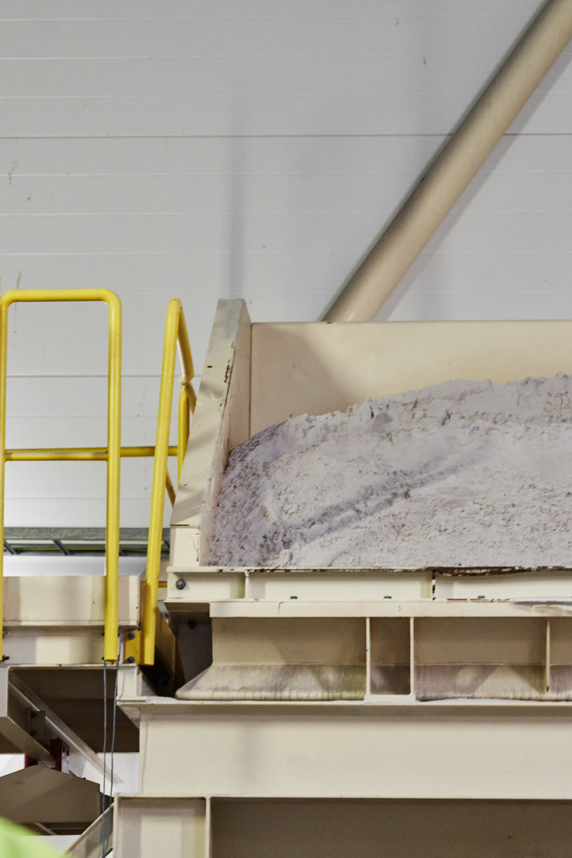 Sand in the Iittala factory stands ready to be turned into glass. 