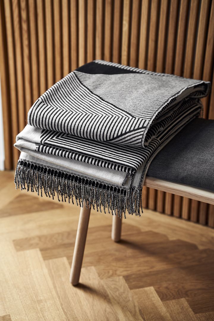 The graphic black and white cotton throw from NJRD is the perfect, elegant wedding gift idea for the bride and groom.
