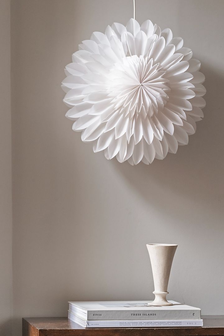 The Lotus Christmas star in white paper from Watt & Veke is a favourite on our list of Enchanting Christmas stars 2021.