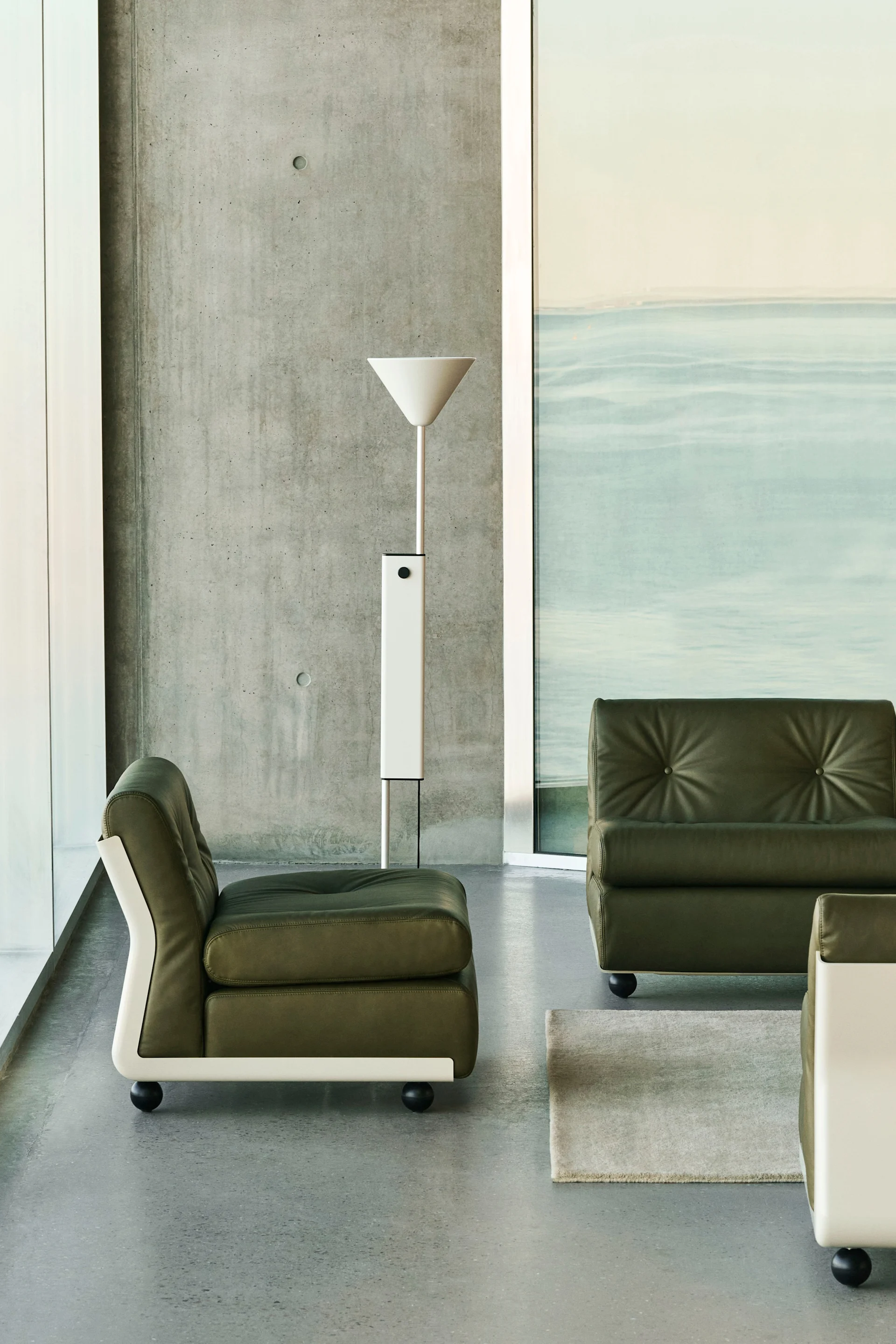 Among the interior colour trends of 2026 are natural green shades. Shown here is a moss green sofa module from HAY.