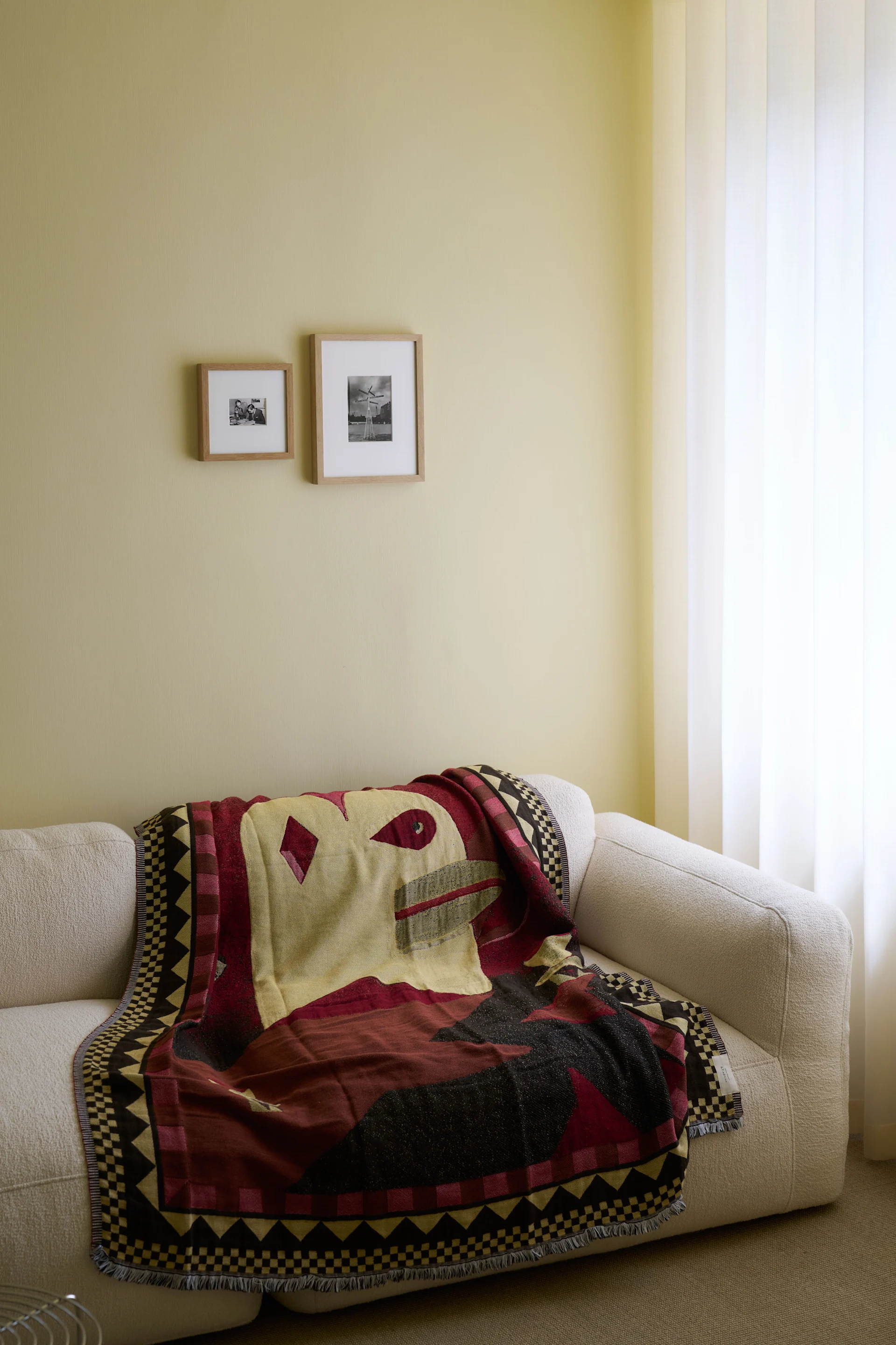 Throw from &tradition in deep red colour and craft-inspired motifs, perfect for the Scandinavian design trends for 2025